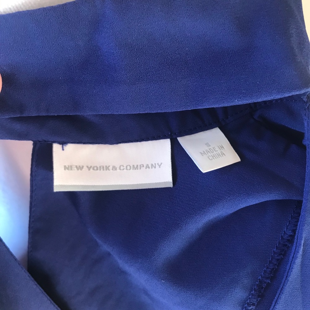 New York & Co. Blue High Neck Top, small - Picture 3 of 3